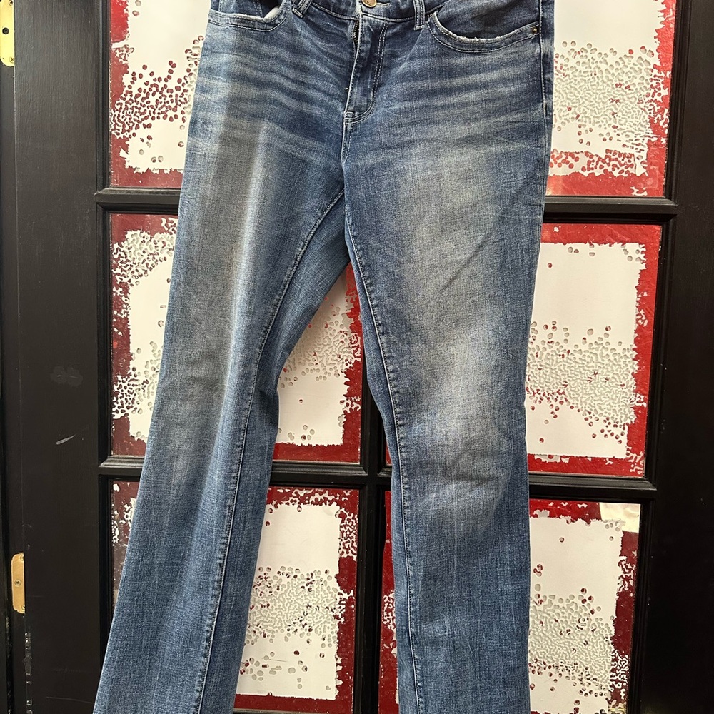 BKE Blue Straight Leg Jeans with Vintage Fading